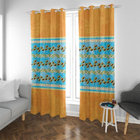 Hawaii Humuhumu Fish Maile Pikake Lei Window Curtain Tribal Tapa Orange Version