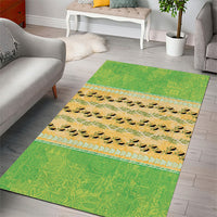 Hawaii Humuhumu Fish Maile Pikake Lei Area Rug Tribal Tapa Green Version