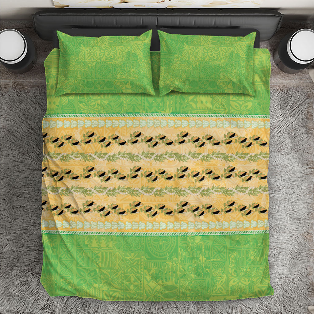 Hawaii Humuhumu Fish Maile Pikake Lei Bedding Set Tribal Tapa Green Version LT05 Green - Polynesian Pride
