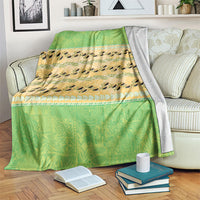 Hawaii Humuhumu Fish Maile Pikake Lei Blanket Tribal Tapa Green Version