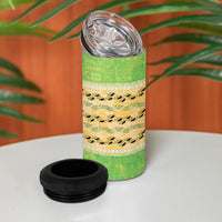 Hawaii Humuhumu Fish Maile Pikake Lei 4 in 1 Can Cooler Tumbler Tribal Tapa Green Version