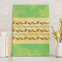Hawaii Humuhumu Fish Maile Pikake Lei Canvas Wall Art Tribal Tapa Green Version