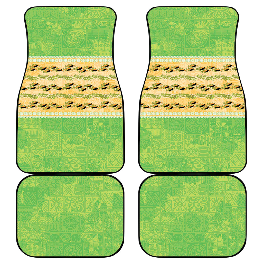Hawaii Humuhumu Fish Maile Pikake Lei Car Mats Tribal Tapa Green Version