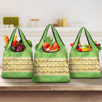 Hawaii Humuhumu Fish Maile Pikake Lei Grocery Bag Tribal Tapa Green Version