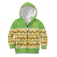 Hawaii Humuhumu Fish Maile Pikake Lei Kid Hoodie Tribal Tapa Green Version