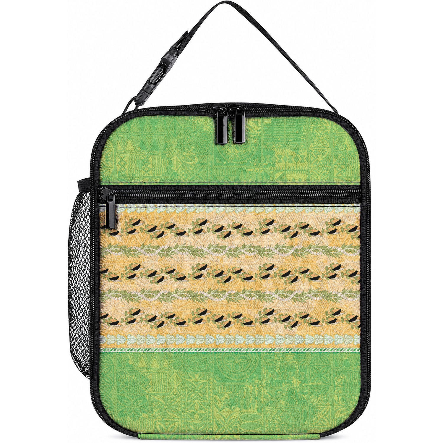 Hawaii Humuhumu Fish Maile Pikake Lei Lunch Bag Tribal Tapa Green Version LT05 10.2 × 8.3 × 4.3 inch Green - Polynesian Pride