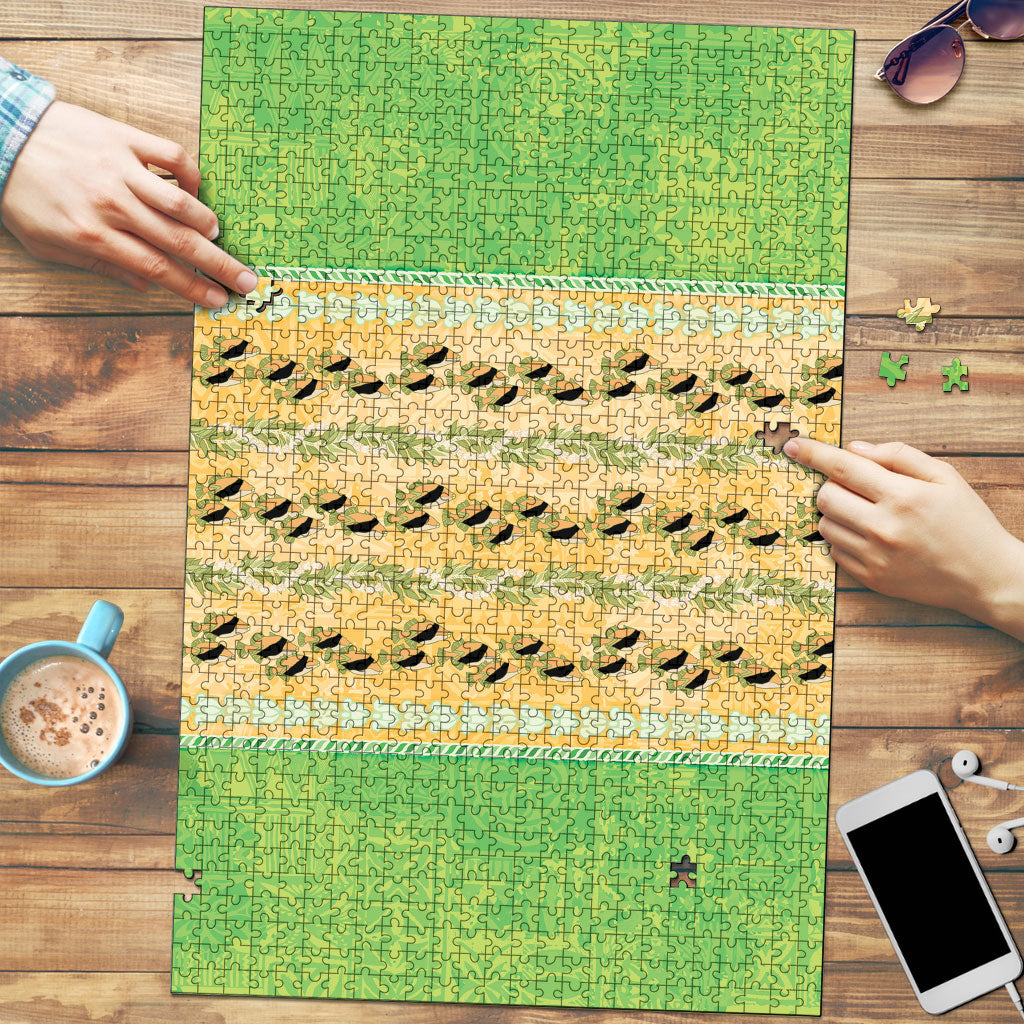 Hawaii Humuhumu Fish Maile Pikake Lei Puzzle Tribal Tapa Green Version LT05 Green - Polynesian Pride