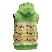 Hawaii Humuhumu Fish Maile Pikake Lei Sleeveless Hoodie Tribal Tapa Green Version