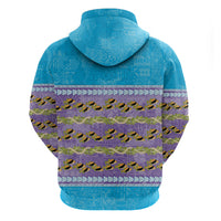 Hawaii Humuhumu Fish Maile Pikake Lei Zip Hoodie Tribal Tapa Blue Version