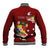 Personalized Tonga Baseball Jacket Coat Of Arms Plumeria With Ngatu Pattern LT05 - Polynesian Pride