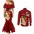 Personalized Tonga Couples Matching Mermaid Dress and Long Sleeve Button Shirts Coat Of Arms Plumeria With Ngatu Pattern LT05 - Polynesian Pride