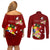Personalized Tonga Couples Matching Off Shoulder Short Dress and Long Sleeve Button Shirts Coat Of Arms Plumeria With Ngatu Pattern LT05 - Polynesian Pride