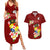 Personalized Tonga Couples Matching Summer Maxi Dress and Hawaiian Shirt Coat Of Arms Plumeria With Ngatu Pattern LT05 Red - Polynesian Pride