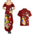 Personalized Tonga Couples Matching Summer Maxi Dress and Hawaiian Shirt Coat Of Arms Plumeria With Ngatu Pattern LT05 - Polynesian Pride