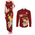 Personalized Tonga Couples Matching Tank Maxi Dress and Long Sleeve Button Shirts Coat Of Arms Plumeria With Ngatu Pattern LT05 Red - Polynesian Pride