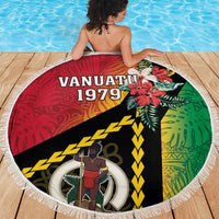 Happy Vanuatu Constitution Day Beach Blanket Flag Style With Sand Drawing Pattern