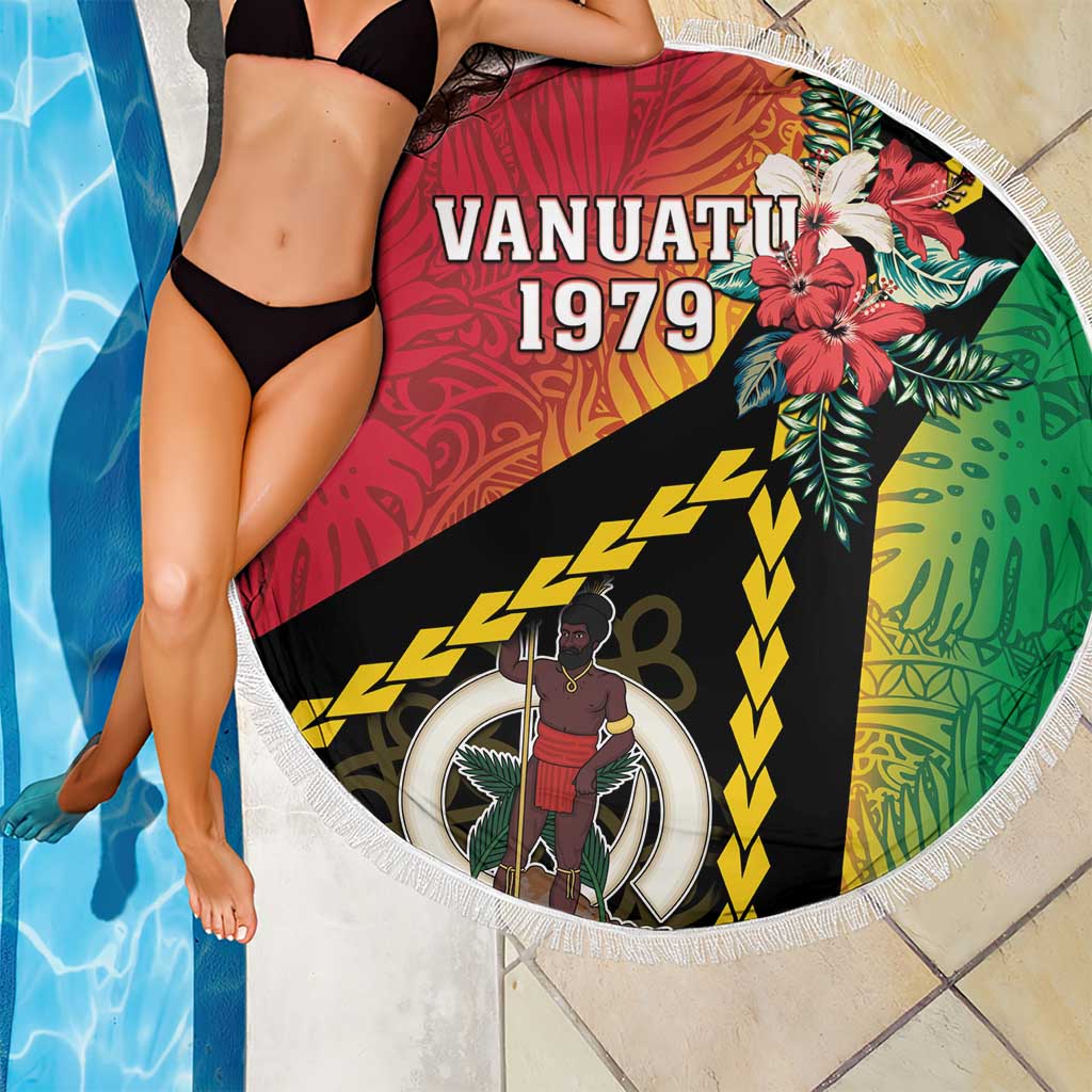 Happy Vanuatu Constitution Day Beach Blanket Flag Style With Sand Drawing Pattern