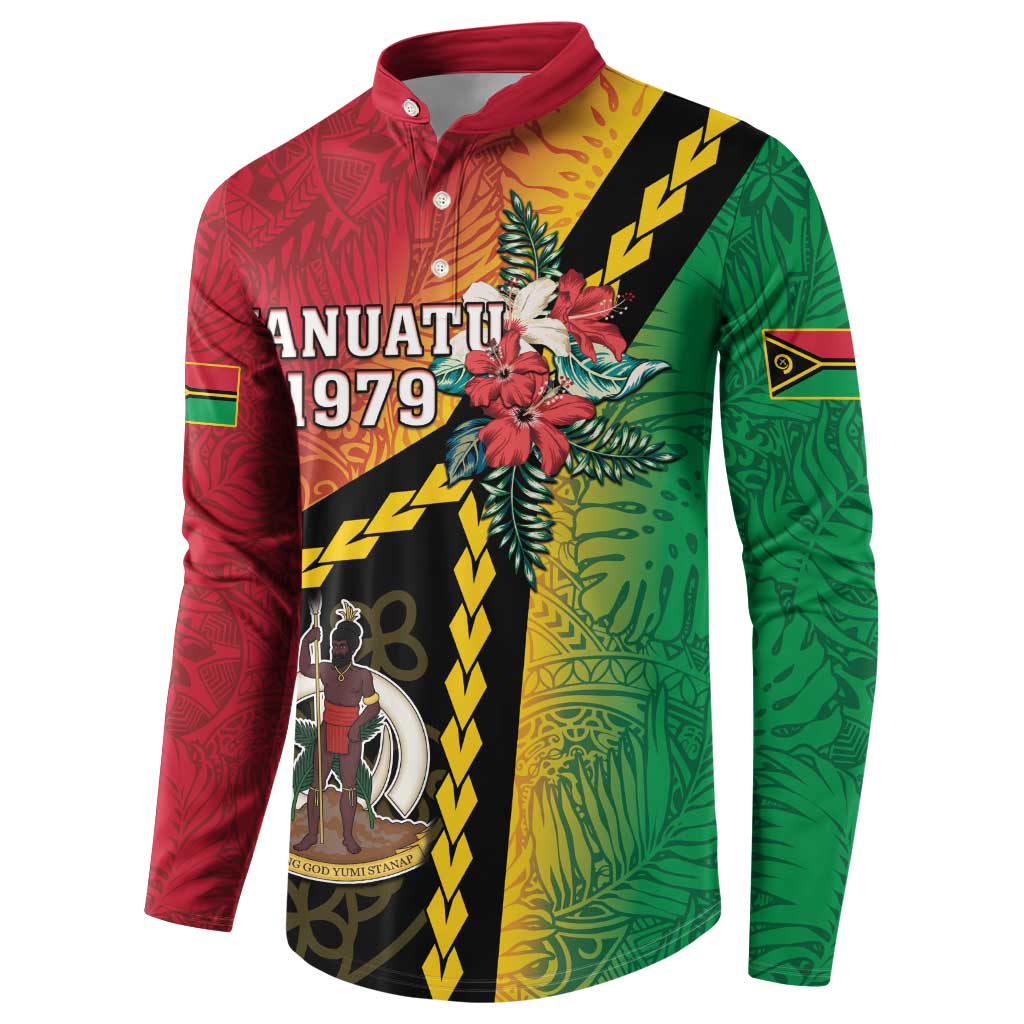 Happy Vanuatu Constitution Day Button Sweatshirt Flag Style With Sand Drawing Pattern