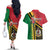 Happy Vanuatu Constitution Day Couples Matching Off The Shoulder Long Sleeve Dress and Hawaiian Shirt Flag Style With Sand Drawing Pattern