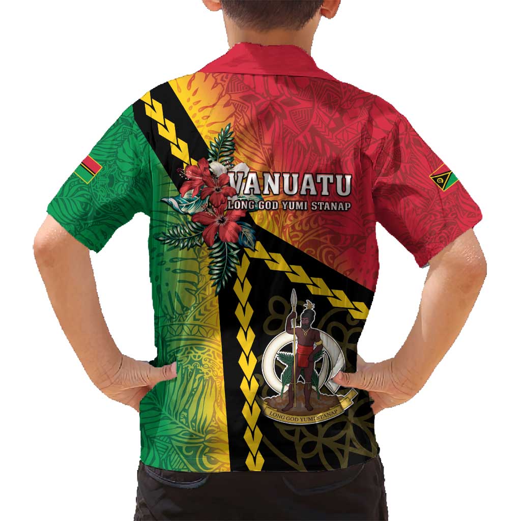 Happy Vanuatu Constitution Day Family Matching Off Shoulder Maxi Dress and Hawaiian Shirt Flag Style With Sand Drawing Pattern