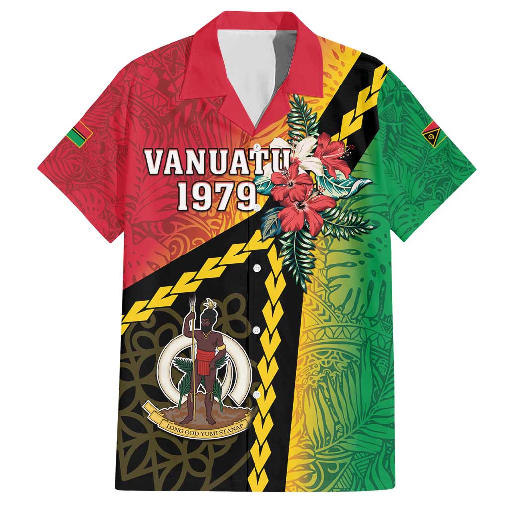 Happy Vanuatu Constitution Day Family Matching Short Sleeve Bodycon Dress and Hawaiian Shirt Flag Style With Sand Drawing Pattern
