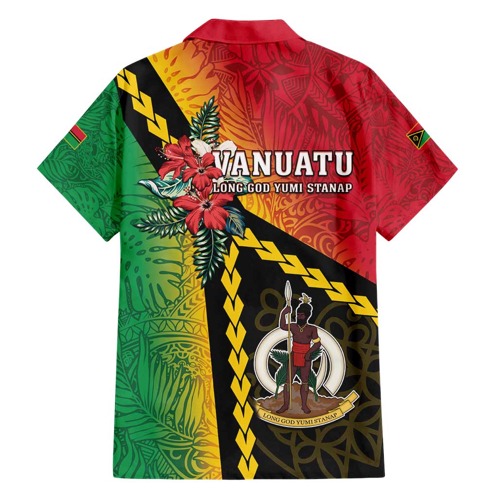 Happy Vanuatu Constitution Day Family Matching Short Sleeve Bodycon Dress and Hawaiian Shirt Flag Style With Sand Drawing Pattern