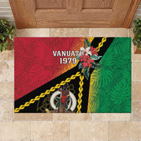 Happy Vanuatu Constitution Day Rubber Doormat Flag Style With Sand Drawing Pattern