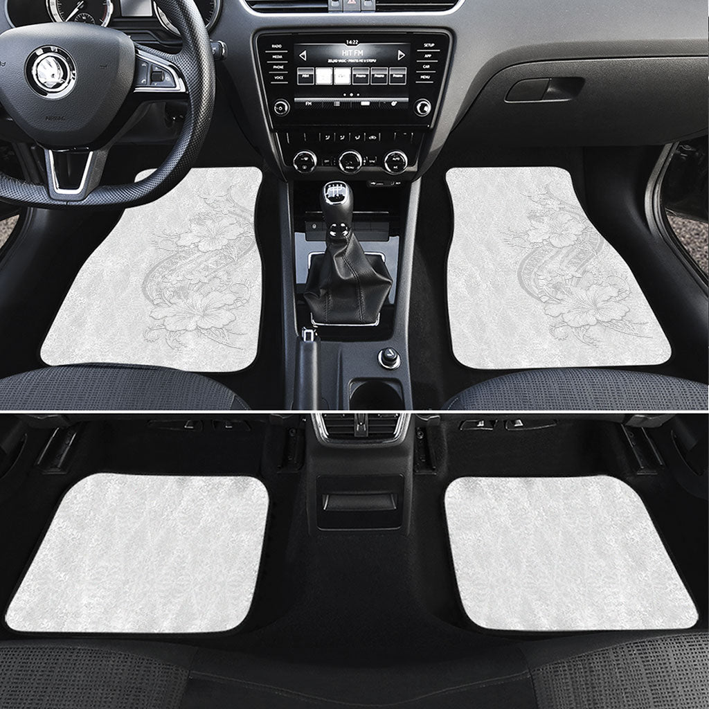 Tokelau White Sunday Car Mats Elegant Hibiscus Polynesian Tribal Pattern LT05 Set 4pcs White - Polynesian Pride