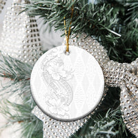Tokelau White Sunday Ceramic Ornament Elegant Hibiscus Polynesian Tribal Pattern LT05 - Polynesian Pride