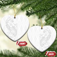 Tokelau White Sunday Ceramic Ornament Elegant Hibiscus Polynesian Tribal Pattern LT05 Heart White - Polynesian Pride