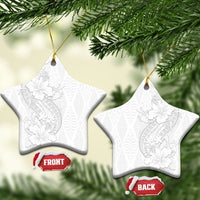 Tokelau White Sunday Ceramic Ornament Elegant Hibiscus Polynesian Tribal Pattern LT05 Star White - Polynesian Pride