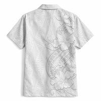 Tokelau White Sunday Hawaiian Shirt Elegant Hibiscus Polynesian Tribal Pattern
