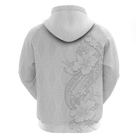 Tokelau White Sunday Hoodie Elegant Hibiscus Polynesian Tribal Pattern