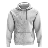Tokelau White Sunday Hoodie Elegant Hibiscus Polynesian Tribal Pattern