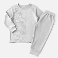 Tokelau White Sunday Christmas Pajama Set Elegant Hibiscus Polynesian Tribal Pattern LT05 Men White - Polynesian Pride