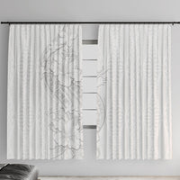 Tokelau White Sunday Window Curtain Elegant Hibiscus Polynesian Tribal Pattern