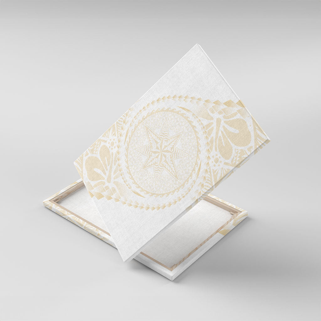 Tonga White Sunday Canvas Wall Art Lotu Tamaiti Tongan Kupesi Pattern