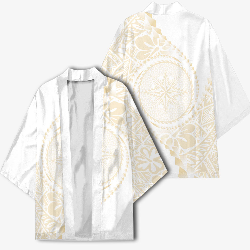 Tonga White Sunday Kimono Lotu Tamaiti Tongan Kupesi Pattern
