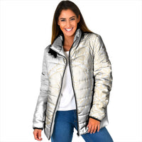 Tonga White Sunday Padded Jacket Lotu Tamaiti Tongan Kupesi Pattern