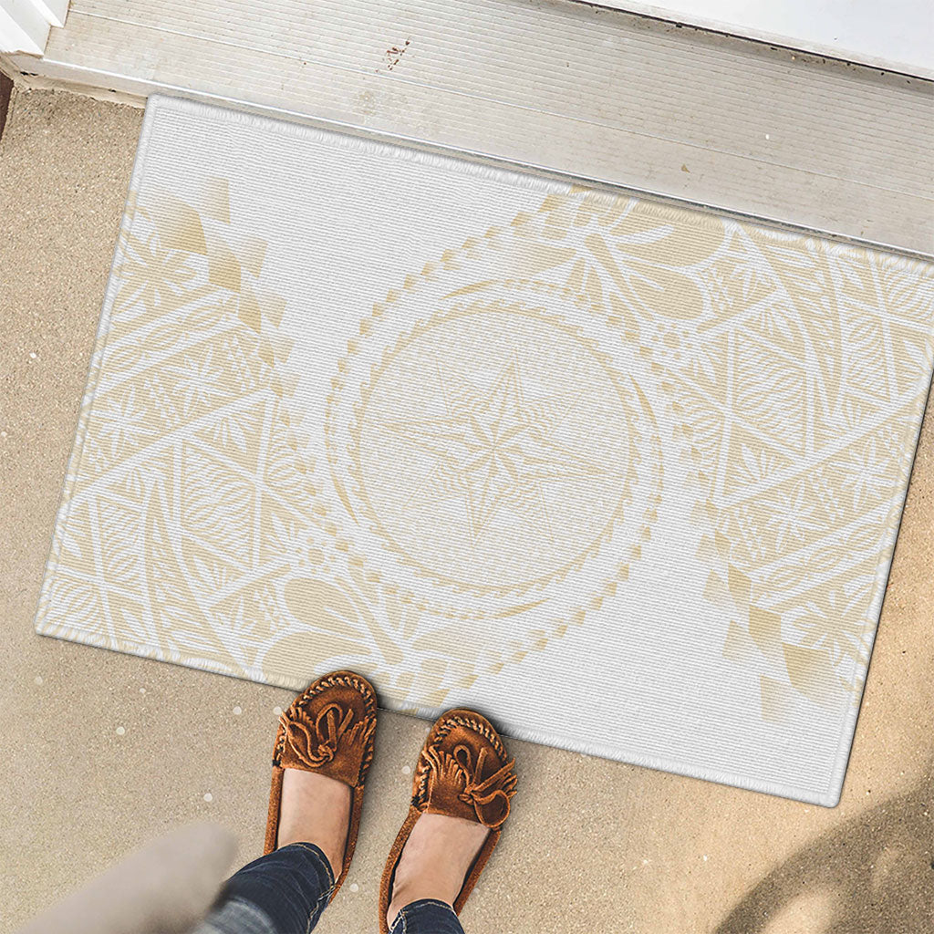 Tonga White Sunday Rubber Doormat Lotu Tamaiti Tongan Kupesi Pattern