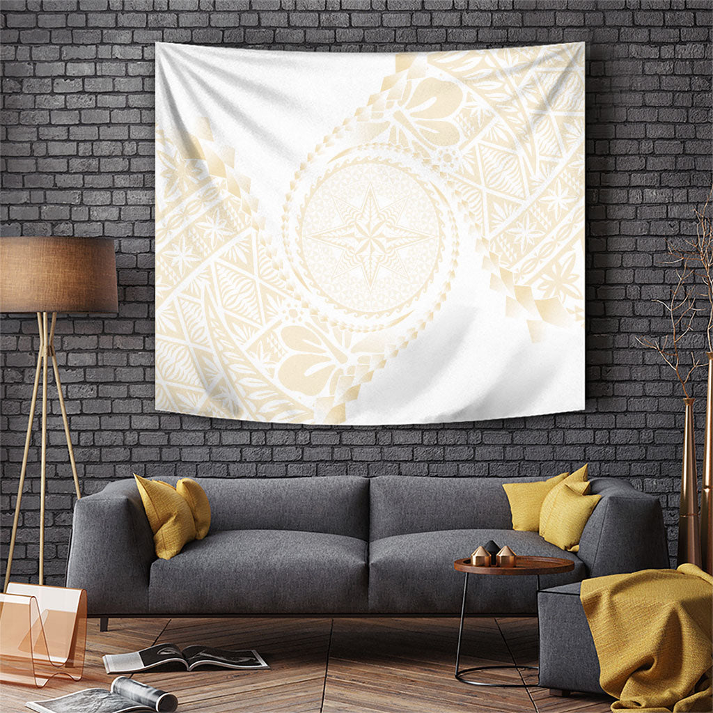 Tonga White Sunday Tapestry Lotu Tamaiti Tongan Kupesi Pattern