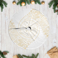 Tonga White Sunday Tree Skirt Lotu Tamaiti Tongan Kupesi Pattern LT05 Casual Beige - Polynesian Pride