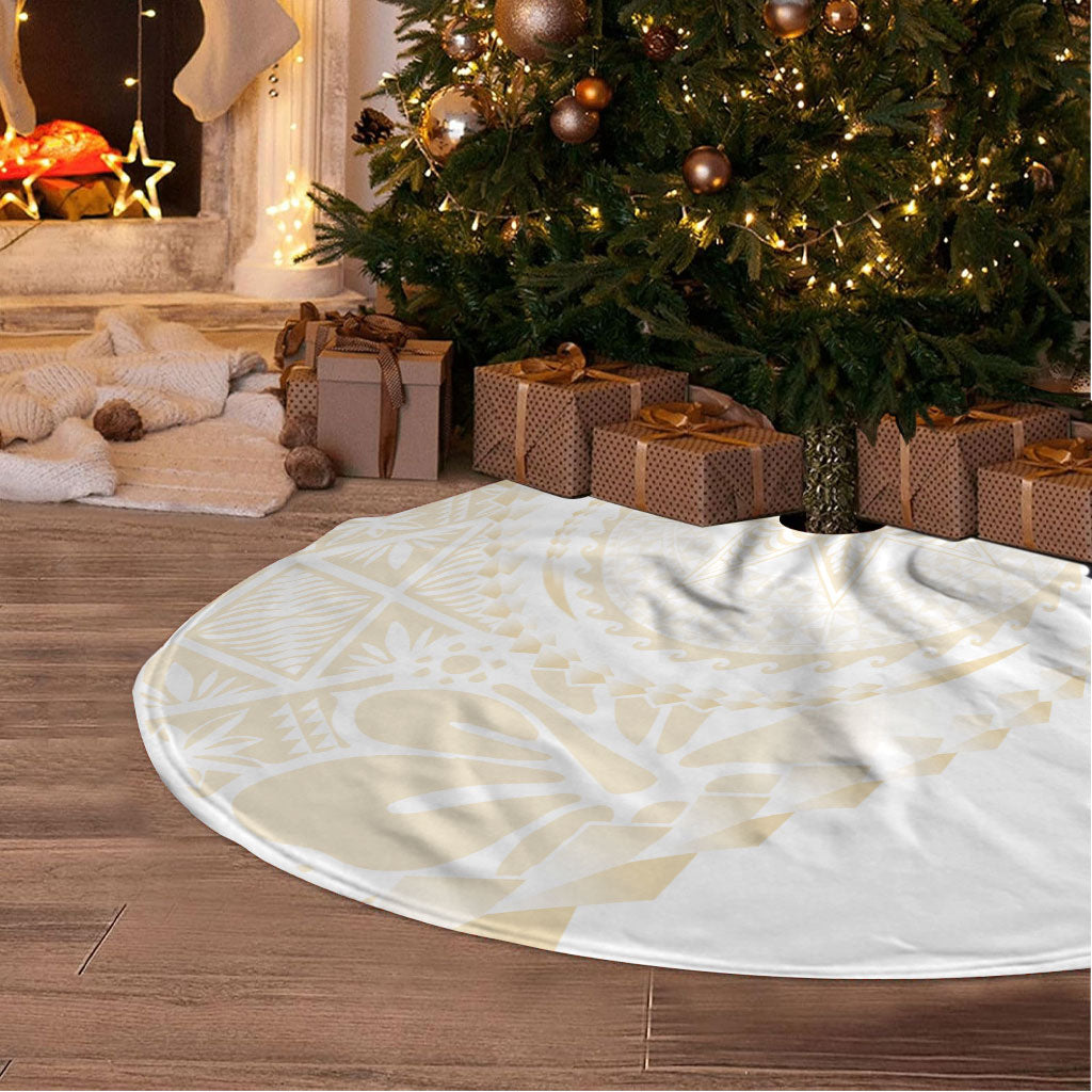 Tonga White Sunday Tree Skirt Lotu Tamaiti Tongan Kupesi Pattern LT05 - Polynesian Pride