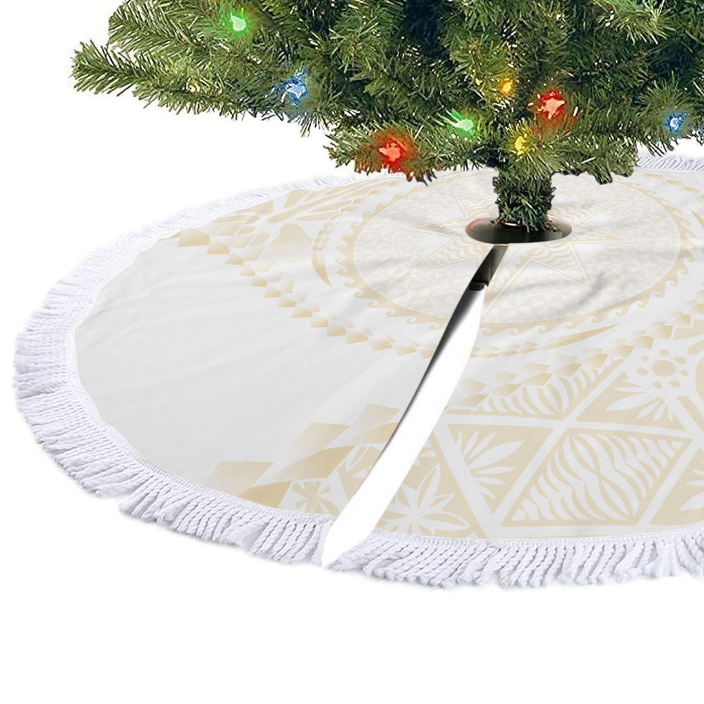 Tonga White Sunday Tree Skirt Lotu Tamaiti Tongan Kupesi Pattern LT05 - Polynesian Pride