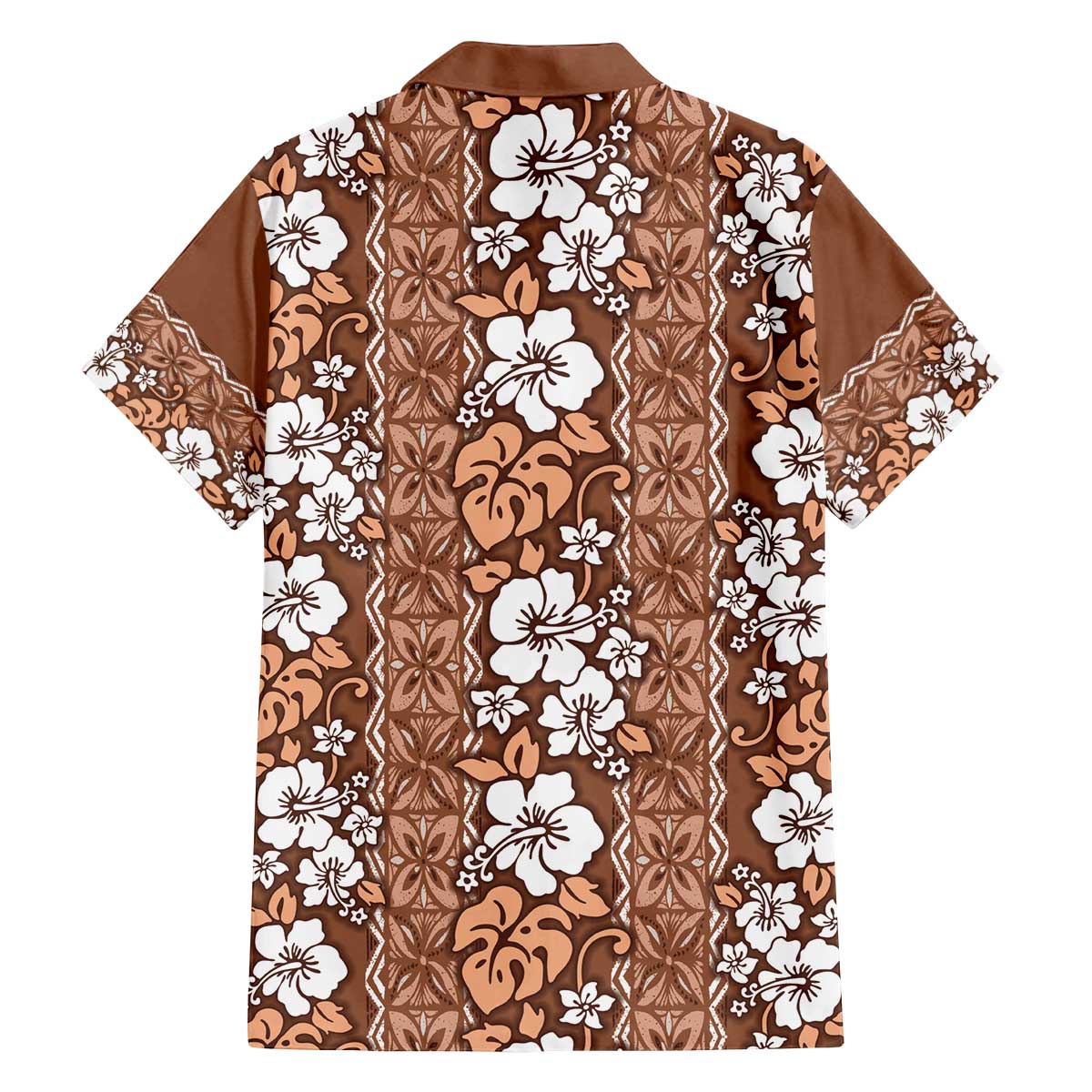 Hawaii Vintage Brown Hibiscus Tapa Pattern Family Matching Off The Shoulder Long Sleeve Dress and Hawaiian Shirt LT05 - Polynesian Pride