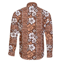 Hawaii Vintage Brown Hibiscus Tapa Pattern Family Matching Short Sleeve Bodycon Dress and Hawaiian Shirt LT05 - Polynesian Pride