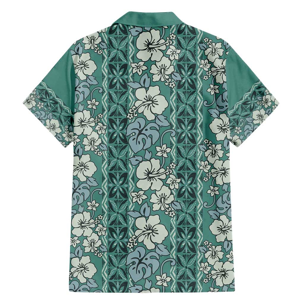 Hawaii Vintage Green Hibiscus Tapa Pattern Family Matching Long Sleeve Bodycon Dress and Hawaiian Shirt LT05 - Polynesian Pride