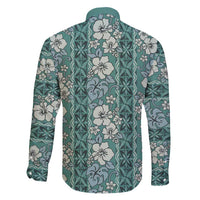 Hawaii Vintage Green Hibiscus Tapa Pattern Family Matching Mermaid Dress and Hawaiian Shirt