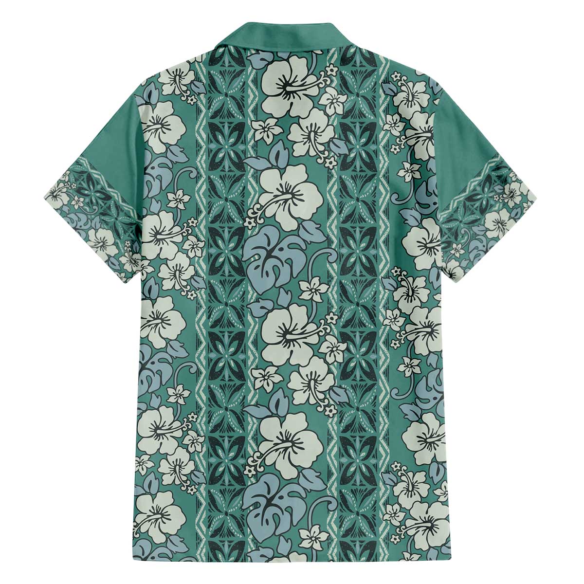Hawaii Vintage Green Hibiscus Tapa Pattern Family Matching Off The Shoulder Long Sleeve Dress and Hawaiian Shirt LT05 - Polynesian Pride