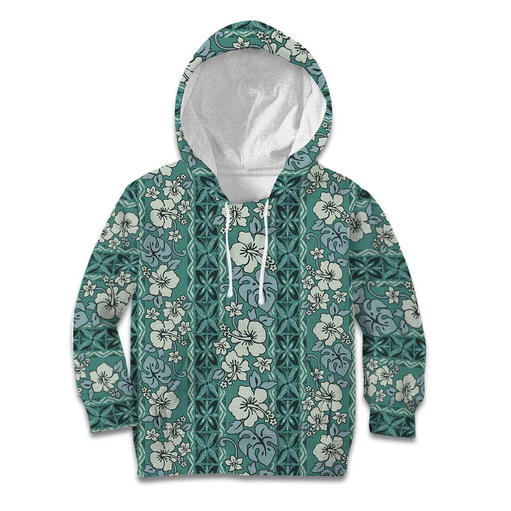 Hawaii Vintage Green Hibiscus Tapa Pattern Kid Hoodie LT05 Hoodie Green - Polynesian Pride